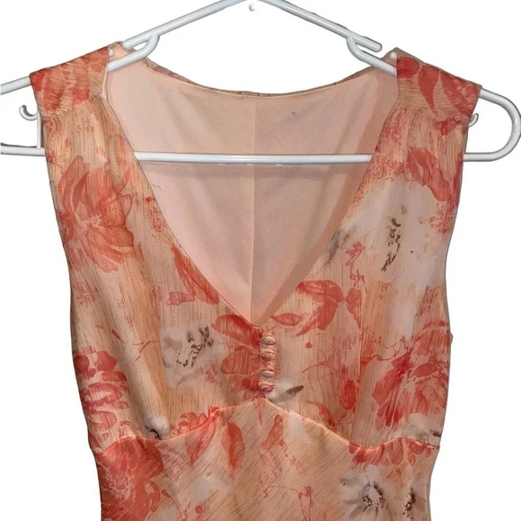 Vintage Y2K Faith Love & Passion peach and coral floral sheath midi dress - Picture 4 of 11